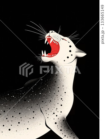 Black panther roars fiercely in the dark minimalist art - ai generated 133665149