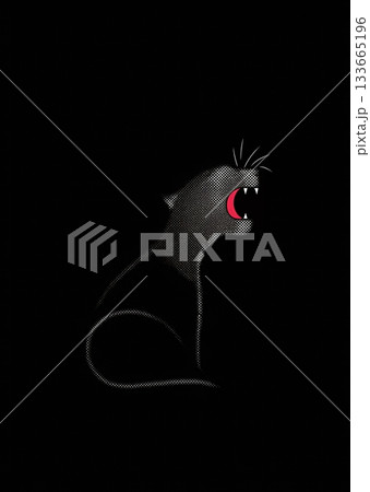 Black panther roars fiercely in the dark minimalist art - ai generated 133665196