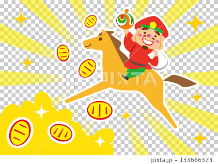 馬に乗った大黒様 ざくざく小判 馬に乗った大黒様 ざくざく小判 133666373