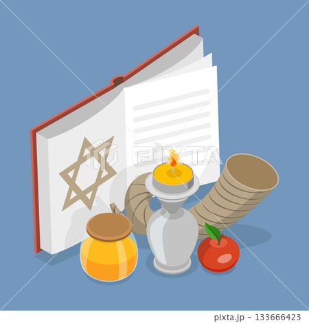 3D Isometric Flat Vector Illustration of Yom Kippur , Day Of Atonement 3D Isometric Flat Vector Illustration of Yom Kippur , Day Of Atonement 133666423