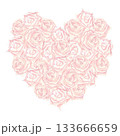 A bouquet of delicate peach roses in a heart shape 133666659