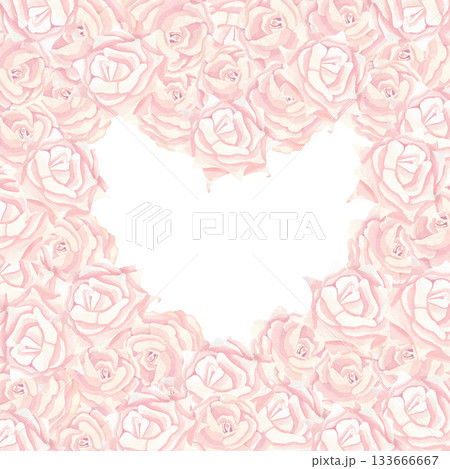 A card of delicate peach roses with a heart-shaped space for your text 133666667