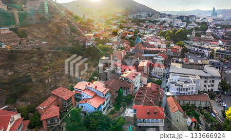 Old town of Tbilisi in sunrise lights 133666924