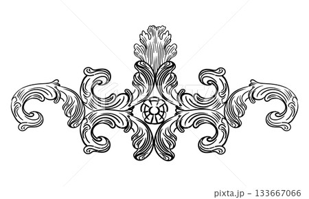 Horizontal hand drawing filigree flourish vector illustration 133667066