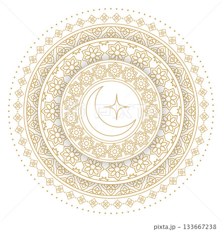 Elegant Ramadan Kareem background with arabesque geometric mandala pattern. Modern Islamic greeting 133667238