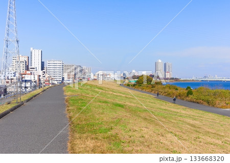 東京都荒川サイクリングロード沿いの風景2025年11月 東京都荒川サイクリングロード沿いの風景2025年11月 133668320