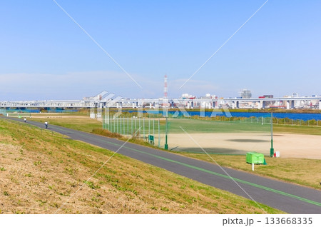 東京都荒川サイクリングロード沿いの風景2025年11月 133668335