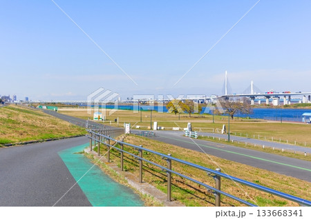東京都荒川サイクリングロード沿いの風景2025年11月 133668341