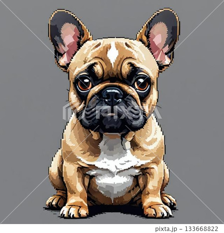 かわいいドット絵 フレンチ・ブルドッグさん ラインスタンプ風 かわいいドット絵 フレンチ・ブルドッグさん ラインスタンプ風 133668822