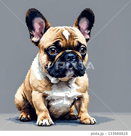 かわいいドット絵 フレンチ・ブルドッグさん ラインスタンプ風 かわいいドット絵 フレンチ・ブルドッグさん ラインスタンプ風 133668828