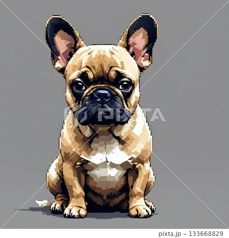 かわいいドット絵　フレンチ・ブルドッグさん ラインスタンプ風 133668829