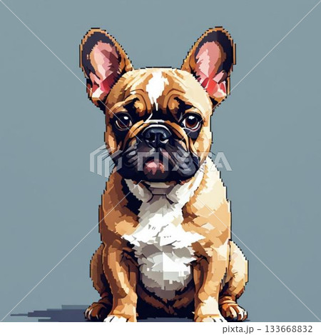 かわいいドット絵 フレンチ・ブルドッグさん ラインスタンプ風 かわいいドット絵 フレンチ・ブルドッグさん ラインスタンプ風 133668832