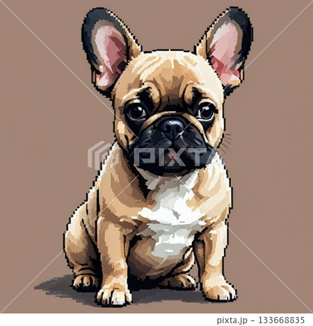かわいいドット絵 フレンチ・ブルドッグさん ラインスタンプ風 かわいいドット絵 フレンチ・ブルドッグさん ラインスタンプ風 133668835