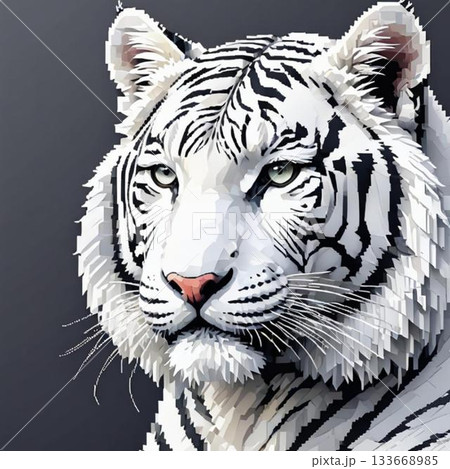 かわいいドット絵　ホワイトタイガーさん ラインスタンプ風 133668985