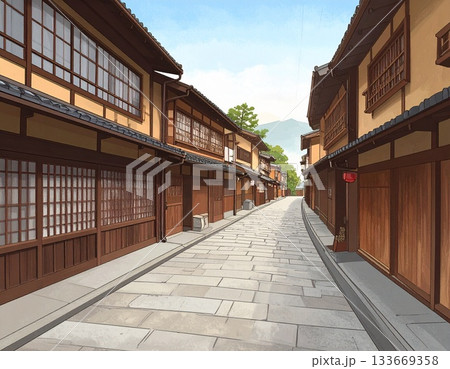 金沢の古い町並み　イラスト 133669358