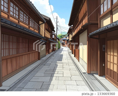 金沢の古い町並み イラスト 金沢の古い町並み イラスト 133669360