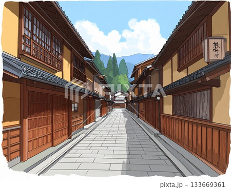 金沢の古い町並み　イラスト 133669361