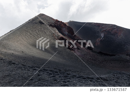 Landscape of Etna volcano, Sicily, Italy. Deserted martian-like surface. 133671587