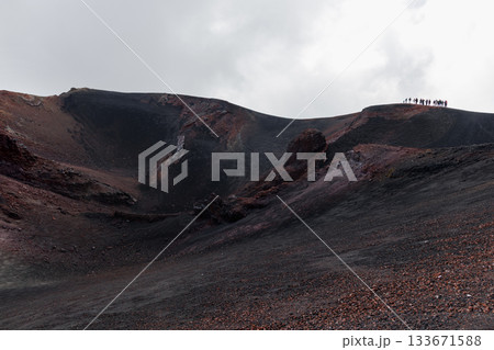 Landscape of Etna volcano, Sicily, Italy. Deserted martian-like surface. 133671588