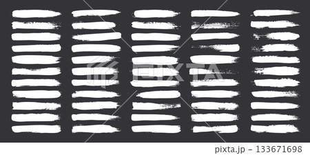 Grunge brush strokes, lines, ink smudges, hand-drawn scribble shapes. Handmade sketchy marks, acrylic stains, charcoal streaks. Paint textures, dry brush effect. Marker underline. Vector illustration 133671698
