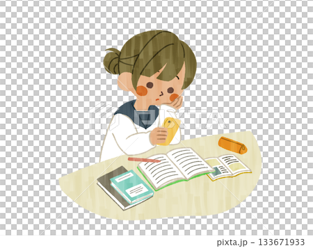 Female student using smartphone while studying - Gash Female student using smartphone while studying - Gash 133671933