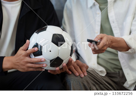 Hobby Family: Enjoying Soccer Together with a Ball 133672256