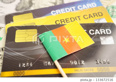 Cameroon flag on credit card, finance economy trading shopping online business. 133672516