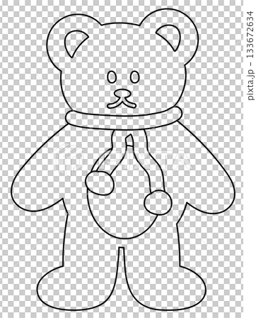 Cute outline of teddy bear wearing winter scarf for colouring, Christmas, happy new year, animal decoration, cartoon, zoo, souvenir shop, character, comic, mascot, patch, brooch, festive winter icon Cute outline of teddy bear wearing winter scarf for colouring, Christmas, happy new year, animal decoration, cartoon, zoo, souvenir shop, character, comic, mascot, patch, brooch, festive winter icon 133672634