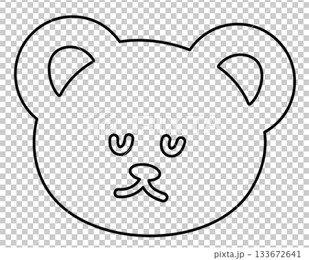 Outline of teddy bear sleep expression for cartoon character, comic, pet shop, vet, emoji, mood, emotion, emotion, feeling, zoo, souvenir shop, animal brooch, sticker, icon, bear face shape, colouring 133672641