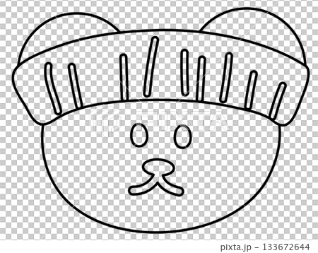 Cute outline of teddy bear wearing sport headband for exercise, diet, competition, animal decoration, cartoon, character, comic, mascot, patch, brooch, pin, zoo, souvenir shop, shirt print, colouring 133672644