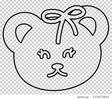 Outline of teddy bear smile expression for cartoon character, comic, pet shop, vet, emoji, mood, emotion, emotion, feeling, zoo, souvenir shop, animal brooch, sticker, icon, bear face shape, colouring 133672645