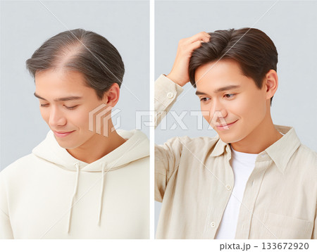 メンズ育毛ケアのビフォーアフターで見るリアルな改善効果 133672920