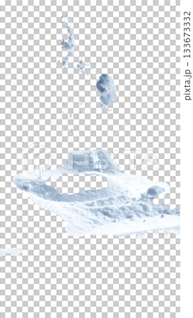 舞い散る雪粉が白背景に浮かぶ静かな冬の空気を描いたシーン 133673332