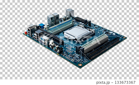 清晰的技術視覺效果突顯了電子電路板的細節 133673367