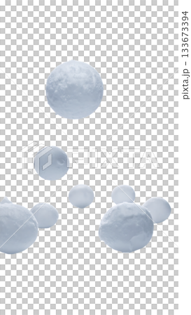 冬日景象，雪球漂浮在白色的空間中，營造出柔和的季節氛圍。 133673394