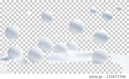 冬日景象，雪球漂浮在白色的空間中，營造出柔和的季節氛圍。 133673396