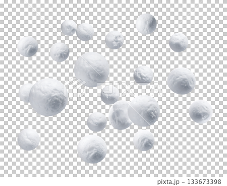 冬日景象，雪球漂浮在白色的空間中，營造出柔和的季節氛圍。 133673398