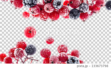 氷の結晶に包まれた浮遊ベリーの静かな冬のテクスチャ 133673798