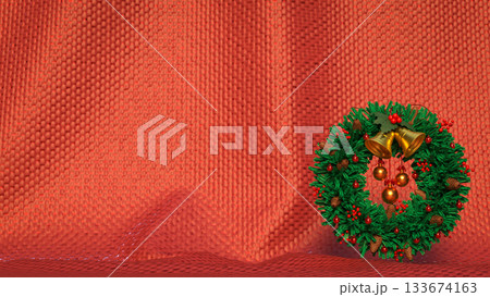Festive Christmas Wreath Holiday Decoration Background 3d rendering. Festive Christmas Wreath Holiday Decoration Background 3d rendering. 133674163
