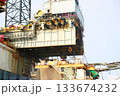 Oil and rig in offshore with sunset and sunrise time. The construction platform for production oil and gas in power and energy industry. 133674232