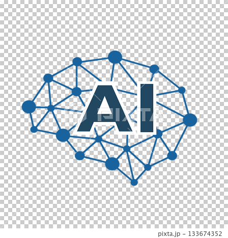人工知能のイメージイラスト　シンプルなAIアイコン　シルエットデザイン 133674352