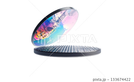 白背景に配置された半導体ウェーハが象徴する次世代テクノロジーの核心 133674422