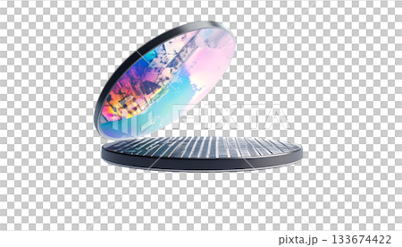 白色背景上的半導體晶圓象徵下一代技術的核心。 白色背景上的半導體晶圓象徵下一代技術的核心。 133674422