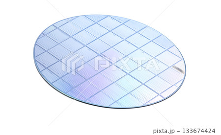 白背景に配置された半導体ウェーハが象徴する次世代テクノロジーの核心 白背景に配置された半導体ウェーハが象徴する次世代テクノロジーの核心 133674424