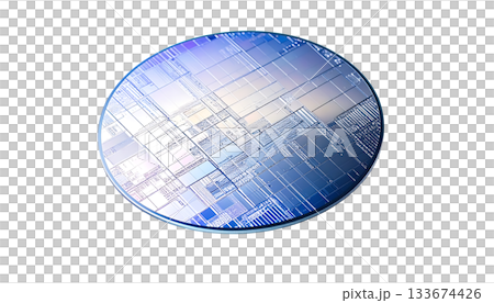 白色背景上的半導體晶圓象徵下一代技術的核心。 133674426