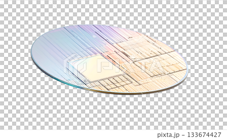 白色背景上的半導體晶圓象徵下一代技術的核心。 133674427