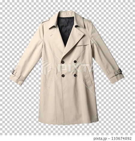 一件風衣漂浮在空中,展現出一種極簡主義的寧靜。 一件風衣漂浮在空中,展現出一種極簡主義的寧靜。 133674892