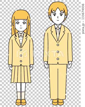 制服を着た学生のイラストセット5 133674936