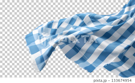Checkered blue and white cloth on transparent, reflecting Bavarian themes with beer, pretzels, and festive decorations Checkered blue and white cloth on transparent, reflecting Bavarian themes with beer, pretzels, and festive decorations 133674954