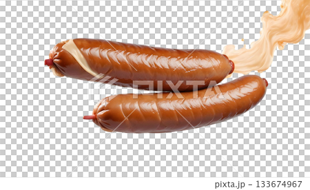 A large sausage set on a transparent background, symbolizing Oktoberfest's rich food culture and Bavarian traditions A large sausage set on a transparent background, symbolizing Oktoberfest's rich food culture and Bavarian traditions 133674967
